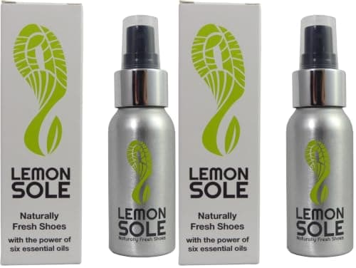 Lemon Sole Natural Shoe Freshener & Deodoriser with 6 Powerful Essential Oils for Long-Term Odour Control, Great for Sports, Fresh Lemon Scent. Lemon Fresh shoes every day. (Pack of 2)