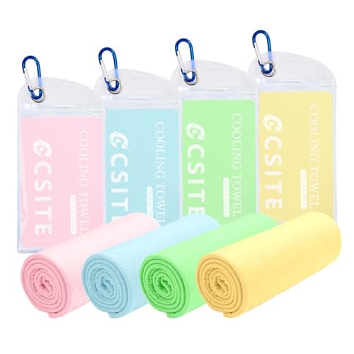 CSITE 4 Pack Cooling Towels (47"x12"cm) for Neck and Face, Ice Towel for Hot Weather, Soft Breathable Chilly Gym Towels, Microfiber Towel for Work Out, Yoga, Running, Camping & More Activities