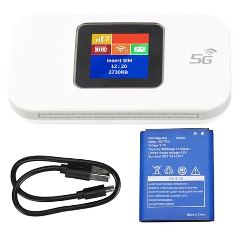 Ghzste Mobile WiFi Hotspot Router 4G Portable WiFi 1.44in Color Screen Mobile Hotspot Router with Micro SIM Card Slot for Phone Tablet Laptop (White)