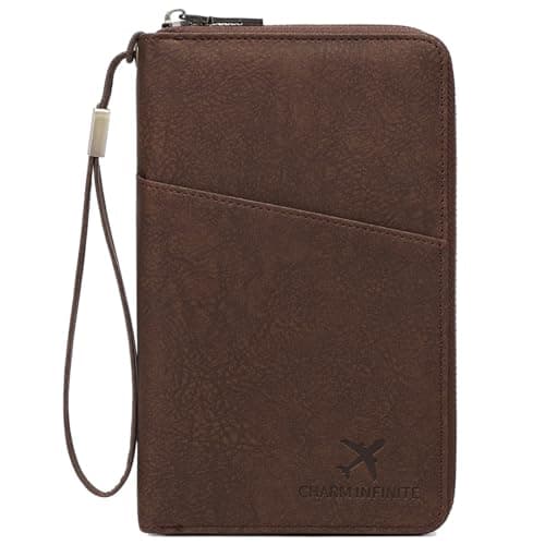 Toctax Passport Holder Travel Wallet for Family, RFID Passport Wallet Travel Document Holder for Men and Women (Coffee)
