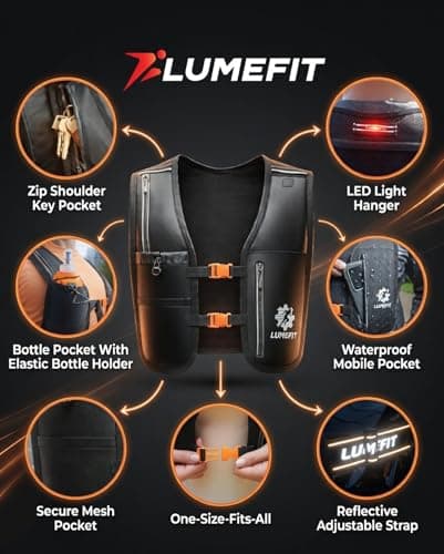 LUMEFIT Running Vest Phone Holder - Hydration Vest with Water Bottle- Reflective Vest for Men and Women- Running Hydration Vest Waterproof Phone Pouch — view 2