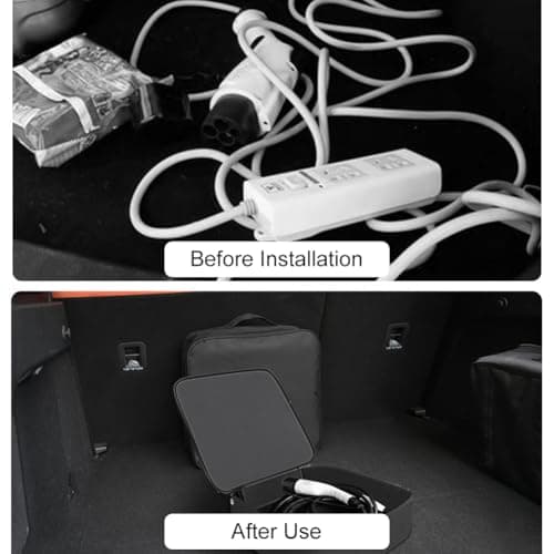 Kiuiom Large Capacity Car Hose Storage Bag,Ev Charging Cable Bag,Waterproof Portable Ev Cable Storage Bag,Ev Charger Organiser with Carry Handle Zip,for Caravan,Campervan,Square,Black — view 5
