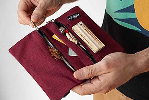 Organic Cotton Pouch Bag Case for Rolling Tobacco and Accessories - Versatile Purse Travel Storage Carrying Holder Organizer (Maroon) — view 2