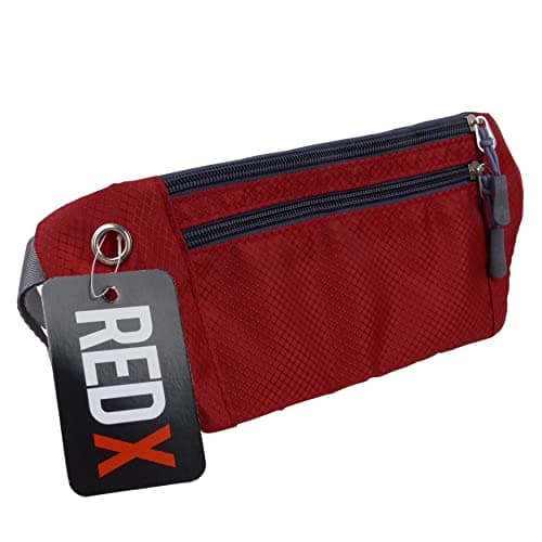 Red X Unisex Slim Discreet Security Waist Money Belt/Pouch (Red) — view 3
