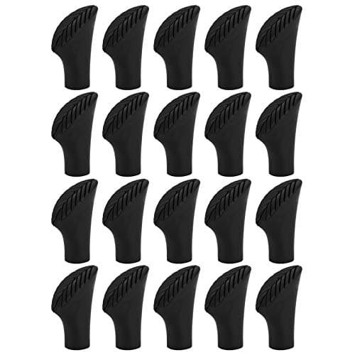 20 Pack Trekking Pole Tips Replacement (Reinforced Metal Washer) - 11mm Universal Walking Stick End Caps - Heavy Duty Anti-Slip Rubber Ferrule Protectors for Hiking (B)