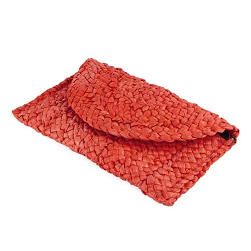 Syrads Women’s Straw Evening Clutch Purse Summer Beach Handbag Straw Woven Envelope Bag,Red — view 6