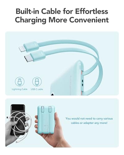 10000mAh Power Bank Fast Charging 22.5W WeeFancy With Built in Cables — view 3