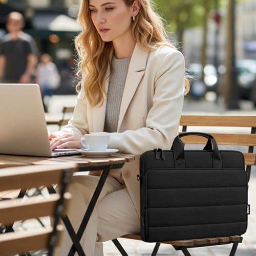 TECOOL Laptop Bag 15.6 16 inch 360 Protective with Shoulder Strap, Black — view 3