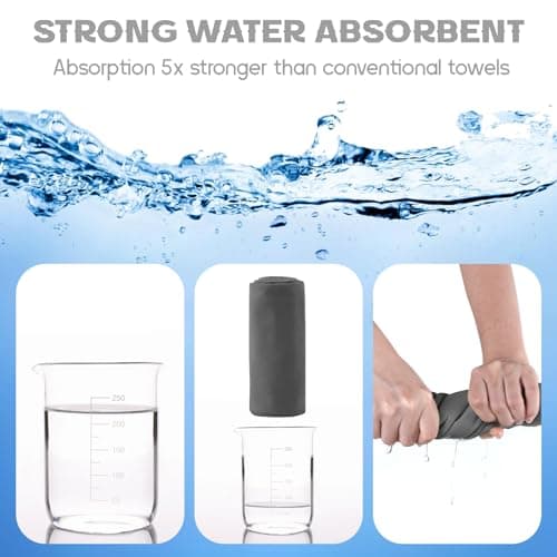 Sinand Microfibre towel 2 Pack |160x80cm+80x40cm| Ultra Lightweight Gym Towel, Quick Dry Microfiber Towels for Sports Travel Camping Beach Swimming (Dark gray) — view 4