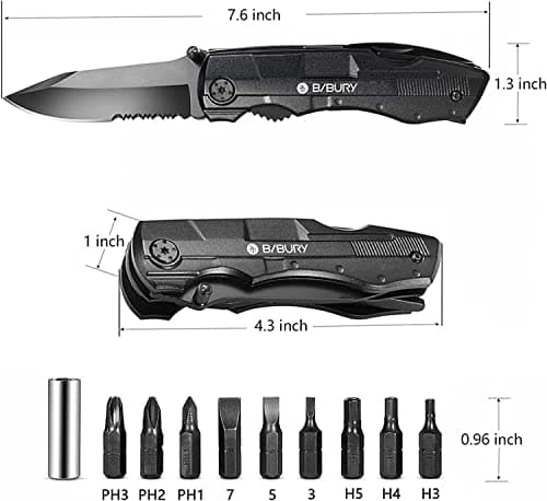 BIBURY 5 in 1 Multitools,Foldable Pliers Stainless Steel Camping Multi Tool — view 3