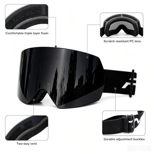 FMY OTG Ski Goggles,Snowboard Goggles for Men,Women & Youth Anti Fog — view 4
