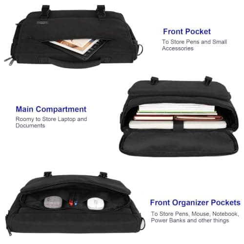 MATEIN Messenger Bag for Men, 17.3 Inch Laptop Satchel Briefcase, Black — view 4
