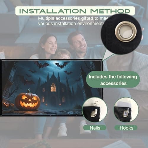 AAJK 120in Rear Projection Screen for Halloween, Portable Window Projector Screen, Holographic Rear Projection Fabric 102.3"×59" for Halloween Videos with Mounting Kit — view 5