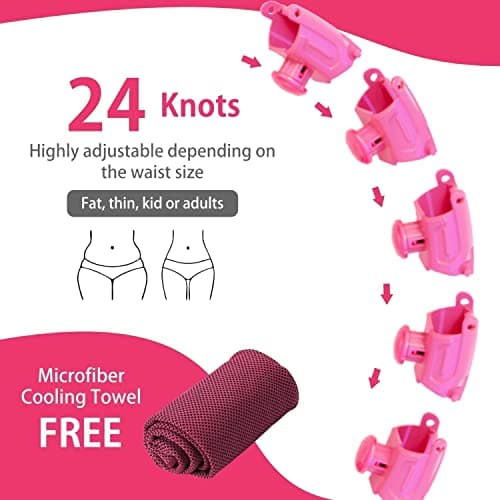 SEDOL Smart Weighted Hula Hoop Gift Set – Auto-Spinning Fitness Hoop with 24 Detachable Knots, Weighted Ball & Cooling Towel – Workout Equipment for Home Exercise & Christmas Fitness Gifts (Pink) — view 4