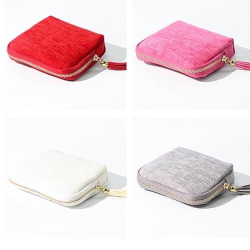 [Avejjbaey] Travel Jewelry Box Small Case Organizer Velvet Jewelry Storage Bag Jewelry Pouch Bag Birthday Gift Travel Case Organizer, maroon red — view 4
