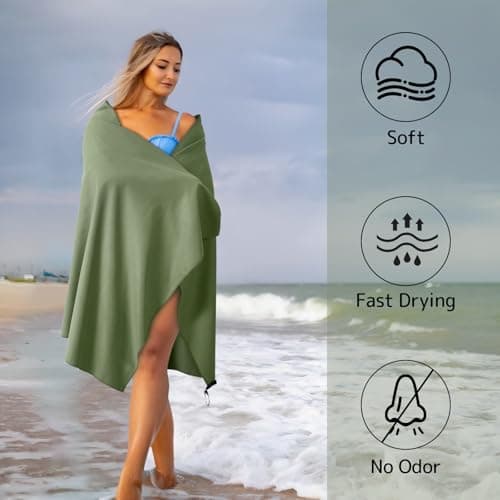 Pameil Microfiber Towel Set 3-Pack Quick Dry Travel Gym (Army Green) — view 3
