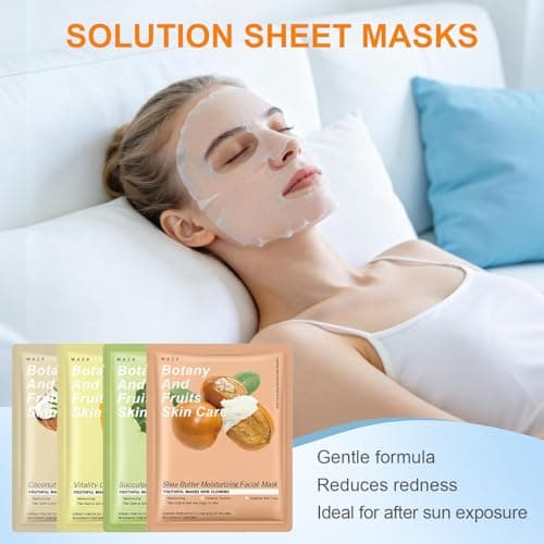 Skin Care Set for Women, Hydration Face Care Kit, Moisturizer Facial Skincare Gift Set for All Skin Types, Travel Essentials with SPF 50 Waterproof Sunscreen Lotion *1, Aloe Vera Gel *1, Face Masks *4 — view 5