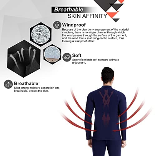 MEETWEE Men's Thermal Underwear Set, Compression Base Layer Long Johns Long Sleeve Top Shirt Suit for Winter Workout Blue — view 5