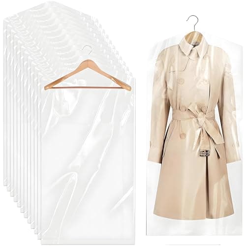 Plastic Clothes Covers, Clear Clothes Bags Hanging,Dress Bag,Garment Bags,Dust-proof Garment Protector Covers for Clothes Shirt Suit Jacket Suit Sweater (10pcs-60 * 150cm)