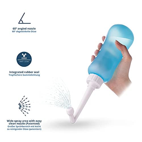 T2 Peri Bottle - Portable Bidet for Postpartum Care, Pain Relief - 450ml Plastic Squeeze Bottle with 60° Nozzle & Washable Storage Bag - Hospital Bag Maternity Essential, Gift for Mum to Be — view 5