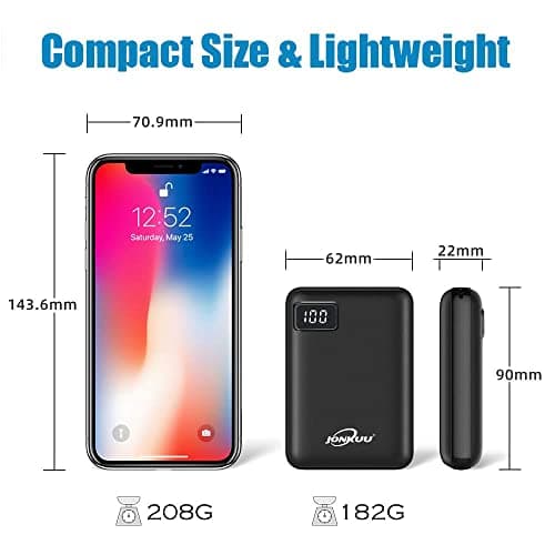 Small Portable Phone Charger 10000mAh Quick Charge 2.4 A Power Bank External Battery Packs Dual Ports with LCD Display Powerpack Compatible for iPhone Huawei iPad Samsung Nintendo Switch and Tablets — view 4
