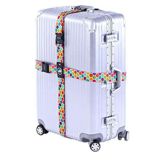 HIMREYLD Luggage Straps for Suitcases Adjustable Cross for Travel Airport, Extra Long 230 & 200 CM for Suitcase 20-32", Buckle Closure & Tag Slot - Honeycomb — view 3