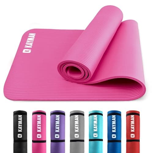 KAYMAN Yoga Mat – Multi-Purpose Extra Thick Foam Exercise Mats – Ideal Floor Mat for Pilates, Stretching, Resistance Workout & Therapy – Home & Gym Equipment Accessory (Pink)