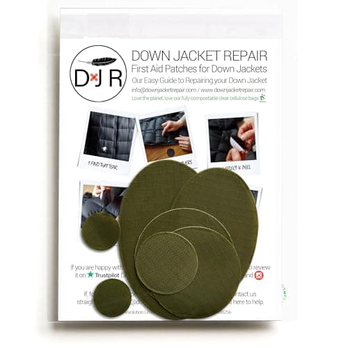 Self‑Adhesive Ripstop Nylon Repair Patch Kit – 30‑Second Fix for Tents, Jackets, Sleeping Bags, Backpacks & Beach Gear – Festival, Camping & Vanlife Essential – 7 Pre‑Cut Patches (Olive Green)