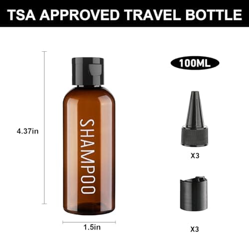 Decorniqu Travel Bottles for Toiletries 6 Pack 100ml Leakproof Pre-labeled Travel Size Containers TSA Approved Shampoo and Conditioner Bottles Plastic Squeeze Bottles with Flip Cap Travel Essentials — view 2