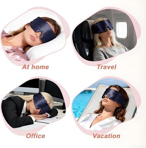 3D Mulberry Silk Sleep Mask 22Momme 6A, Zero Eye Pressure Blackout Navy — view 4