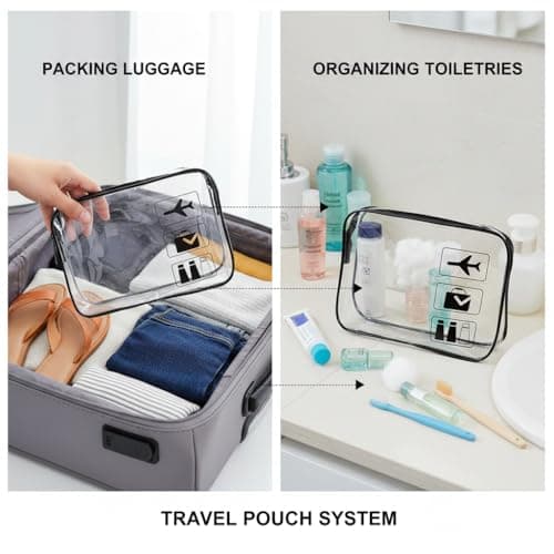 TSA Approved Clear Toiletry Bag 2 Pack - PVC Waterproof Travel Cosmetic Organizer, Airport Security Liquid Bags for Women & Men — view 3