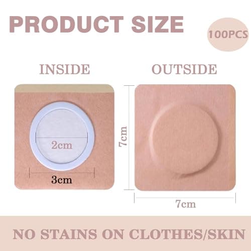 100PCS Castor Oil Patches, TONBAO Organic Cotton Pack Wrap Disposable Self-Adhesive Belly Button Patches, Highly Absorbent Natural Skin Tone Cotton Pads (Oil Not Included) — view 4
