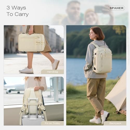 SPAHER Extendable Cabin Bag 40x30x15 British Airways to 40x30x20 Ryanair Underseat Travel Cabin Laptop Backpack with USB Charging Port Sport Backpack Men Women with Shoe Compartment and Wet Pockets — view 5