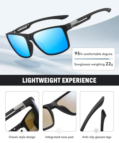Rayruling Polarized Sunglasses Men Women, Sport Sunglasses Men Black, Retro TR90 Ultralight Frame, UV400 HD Golf/Driving/Fishing/Travel Glasses/Outdoor Sports Fashion — view 4