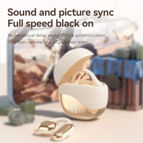 AI Language Translator Earbuds, Real Time Translation Over Ear Earbuds, 144 Languages & Accents 2 Way Translator Earphone for Travel Business Learning (Gold) — view 3
