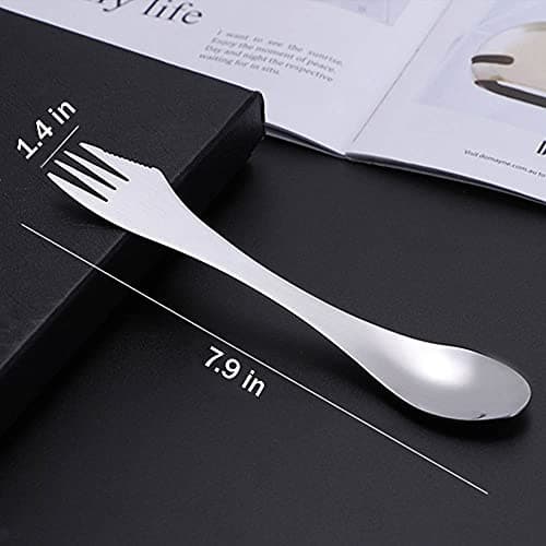 3 in 1 Spork Camping Cutlery, Stainless Steel Knife, Spoon, Fork for Travel Outdoor — view 3