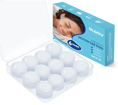 Ear Plugs for Sleeping, 6 Pair(12 Pieces) Moldable Noise Cancelling Silicone Earplugs for Swimming, Snoring, Sleep and Studying White
