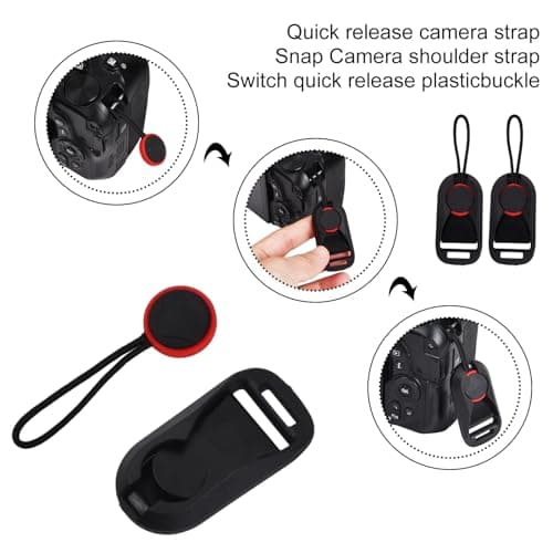 Chstarina 4 Pack Camera Strap Quick Release Buckles, Camera Neck Shoulder Strap Quick Release Loops Clips, Camera Strap Rapid Connectors, Universal Connection Buckle Adapter (Black) — view 3