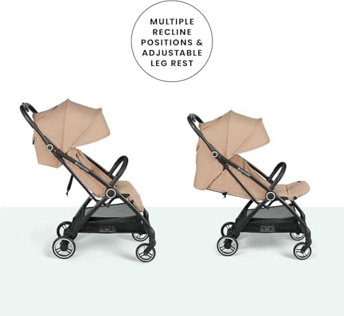 Ickle Bubba Aries Autofold Stroller – Lightweight Compact Fold Travel Pushchair, One-Hand Auto-Fold, Only 6.1kg, Birth to 22kg, Multi-Position Recline, UPF 50+ Hood (Biscuit) — view 5