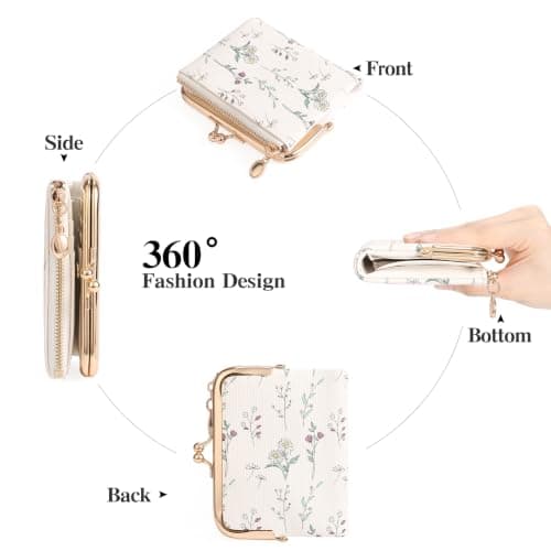 GAEKEAO Small Purses for Women RFID Blocking Bifold Ladies Wallet Vegan Leather Coin Purse with Zipper and Kiss Lock — view 5