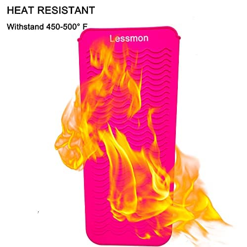 Lessmon Heat Resistant Mat Pouch for Styling Tools, 28.5x14cm, Pink — view 3