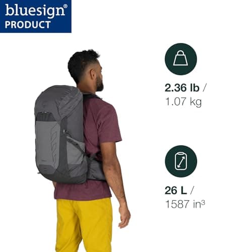 Osprey Men's Talon 26 Lightweight Hiking Backpack, Phantom Grey/Dark Charcoal, One Size — view 2