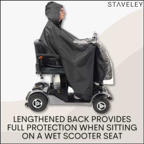 Staveley Mobility Scooter Cape | Unisex Waterproof Rain Poncho Cover for Electric Scooters and Wheelchair Users – Lightweight, Compact (Large Cape) — view 4