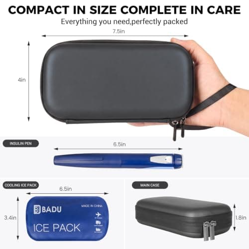 HIMDUZE Insulin Cooler Travel Case TSA Approved Small Refrigerated Medicine Cooler for Travel Diabetic Travel Case Bag w/2 Reusable Ice Pack. — view 2