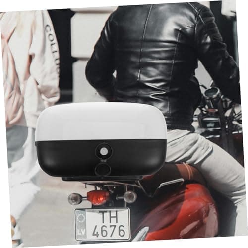 CVUTOVO Universal Motorcycle Tail Box and Backrest, Lockable Rear Storage Trunk Box for Electric Bikes and Scooters, Waterproof White Motorcycle Luggage Case for Travel and Daily Use — view 3