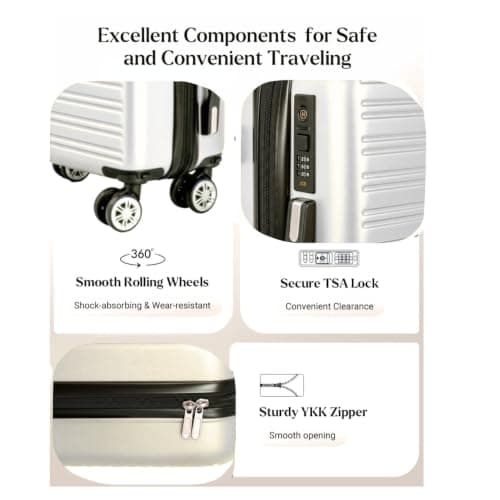 Underseat Travel Case 45 x 36 x 20cm EasyJet Approved Size with Removable Wheels (T-HC-US-1832) (White) — view 6