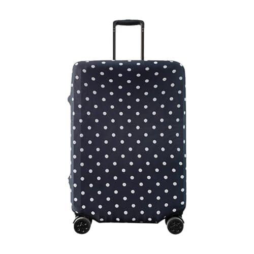 Periea Luggage Covers for Suitcases – Suitcase Cover – Premium Elasticated Material – Small, Medium, Large or Extra Large (Medium, Black with White Polka Dots)