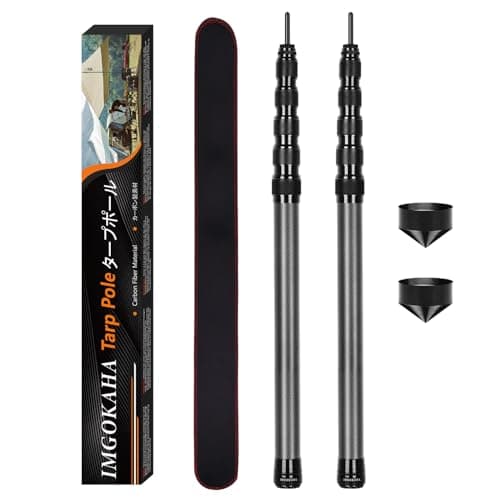 Tent Pole Carbon Fiber, Telescopic Tarp Poles 2.4M, Camping Adjustable Tarp Poles, Extendable Tent Poles 58-240cm, Awning Poles for Camping, Backpacking, Hiking, Canopy & Outdoor Shelter(Set of 2)