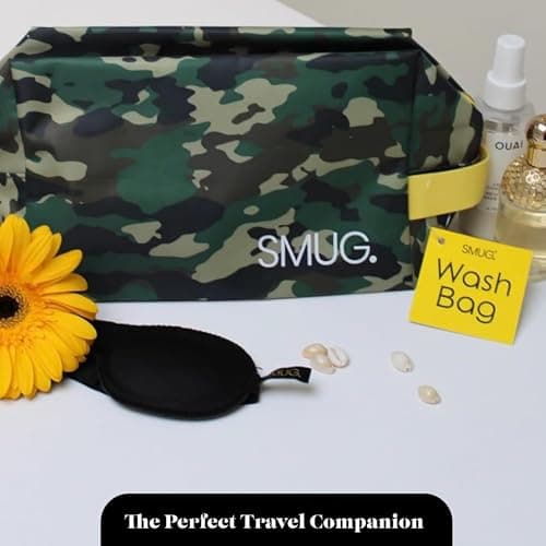 SMUG Wash Bag | Waterproof Travel Toiletry Bags for Travelling, Gym, Shower, Shaving, Toiletries, Cosmetics & Makeup Bag | Large Washbag for Men & Women | Stylish, Spacious & Easy Clean | Green Camo — view 6