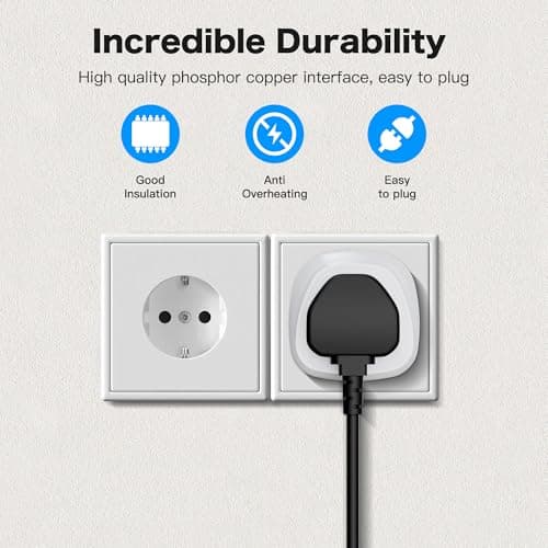 AUNNO Pack of 2 UK to European Plug Adapter, UK 3 Pin to European 2 Pin Plug Converter, Euro Type C, E, F and Type G, EU Plugs for Germany, France, Spain, Greece, Poland etc — view 6
